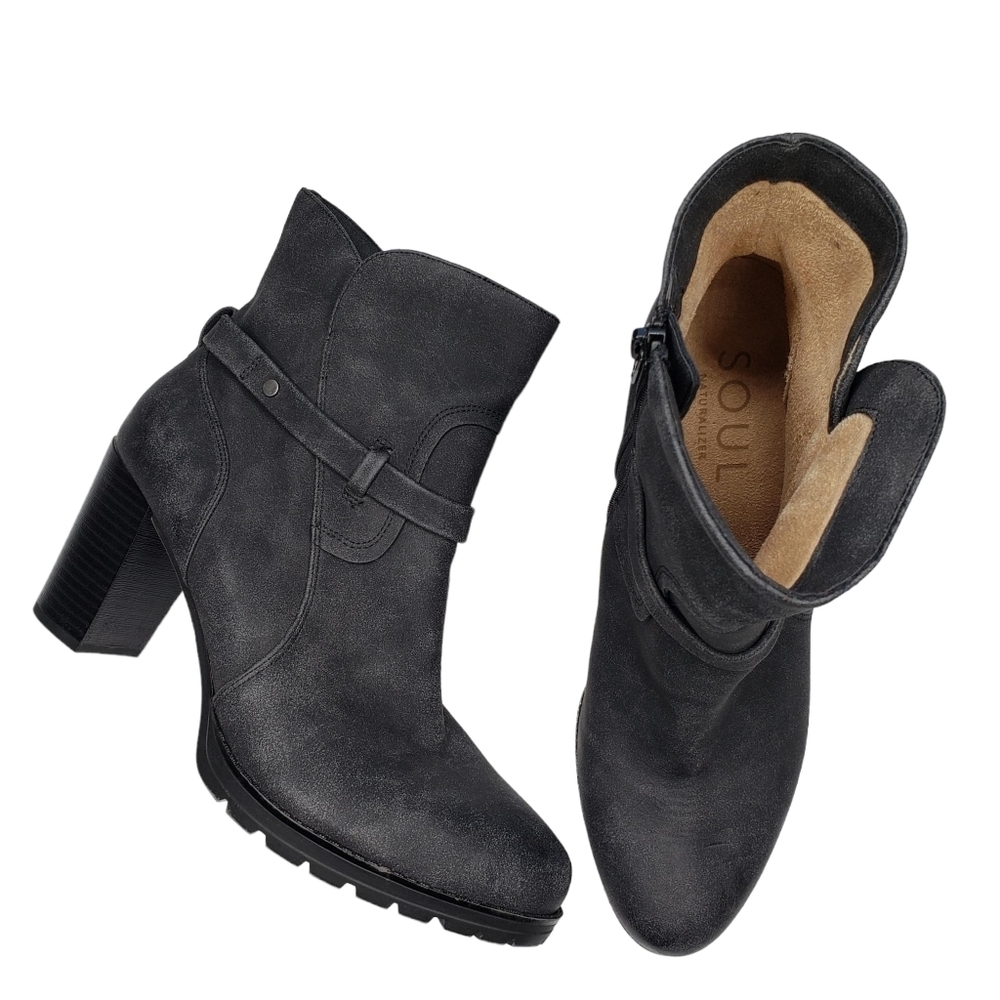 Soul By Naturalizer | Noela Gray Vegan Leather Almond Toe Grunge Chic Booties 10